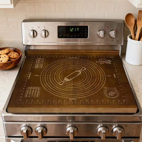 Kuabiz Wooden Pastry Board with Measurement 24'' x 20" Reversible Kneading Board with Side Lip and Engraved Ruler Bread Cutting Boards for Rolling Dough Baking Counter Top Kitchen (Brown)