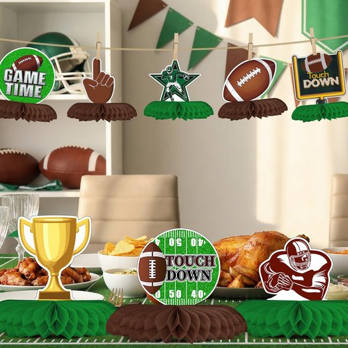 Horaldaily 10PCS Football Party Table Decoration Centerpieces, Football Game Day Honeycomb Centerpieces Table Toppers for Home Classroom School Boys Girls Baby Shower Birthday Supplies