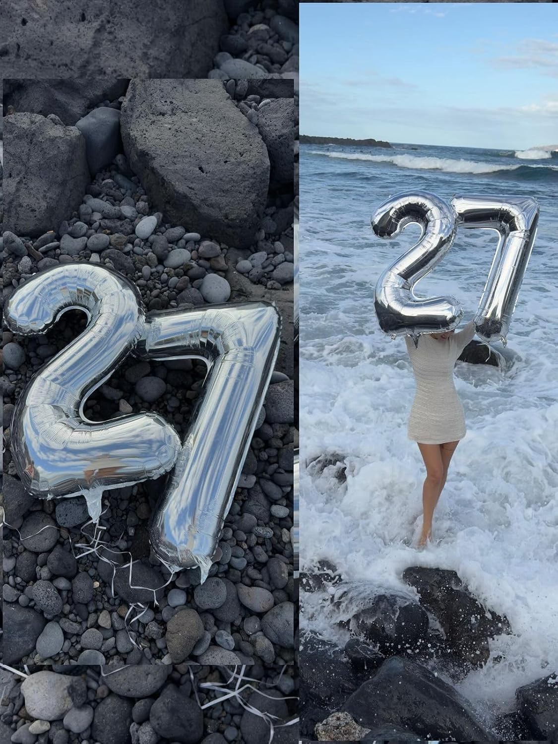 Number Balloon | 40-Inch Silver Foil Balloon for 10th Birthday Celebrations & Anniversaries