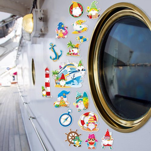 Anglechic 16 Pieces Summer Cruise Door Decorations Magnetic Tropical Fridge Magnets Gnomes Magnetic Decals for Hawaiian Aloha Luau Tiki Theme Party Cruise Door Car Decorations Supplies