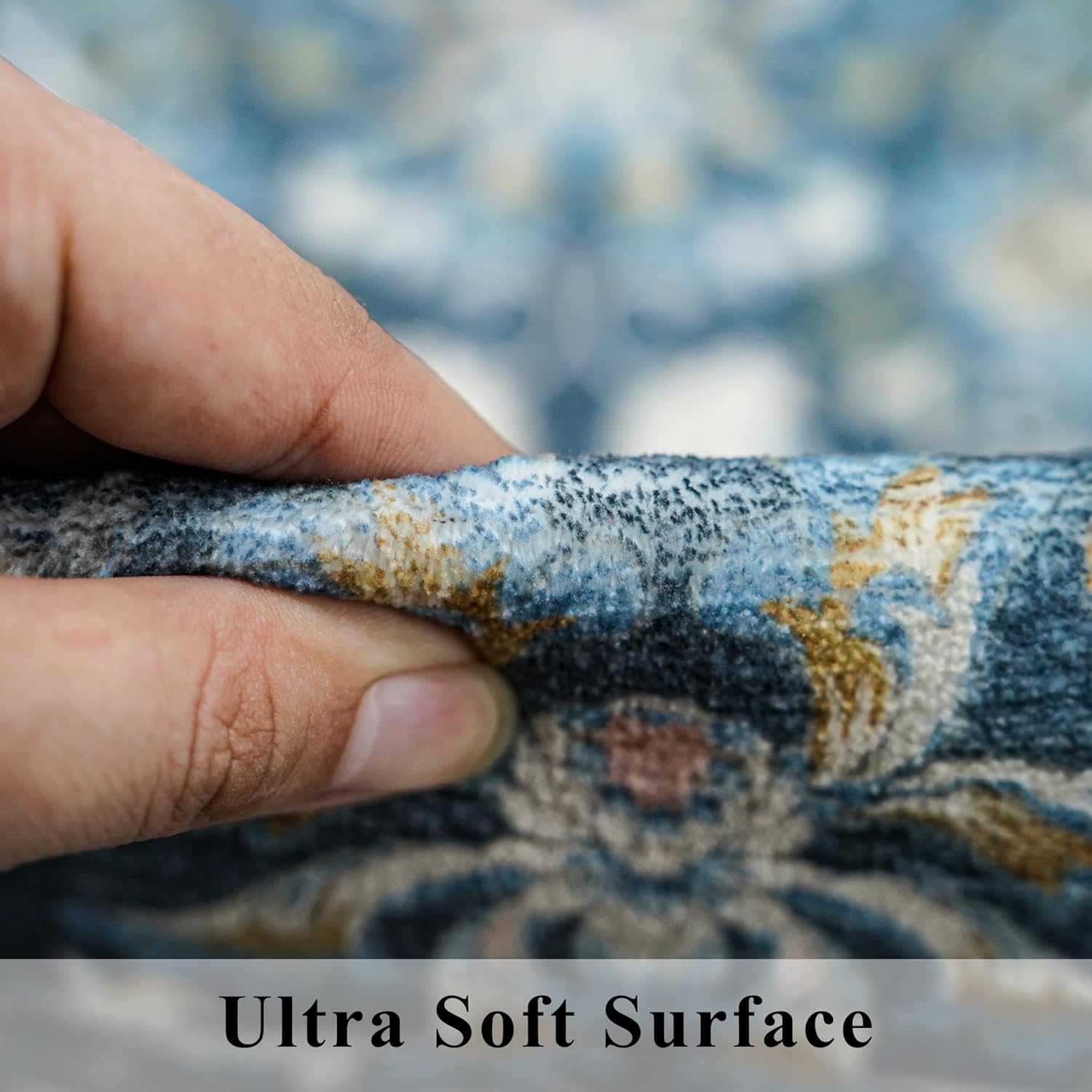 Skiennix Washable 3x5 Entryway Area Rug - Ultra Soft Low Pile Carpet | Anti-Slip Floral Design