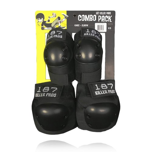 187 Killer Pads Knee Pads, Elbow Pads Combo Pack, Black, Large/X-Large