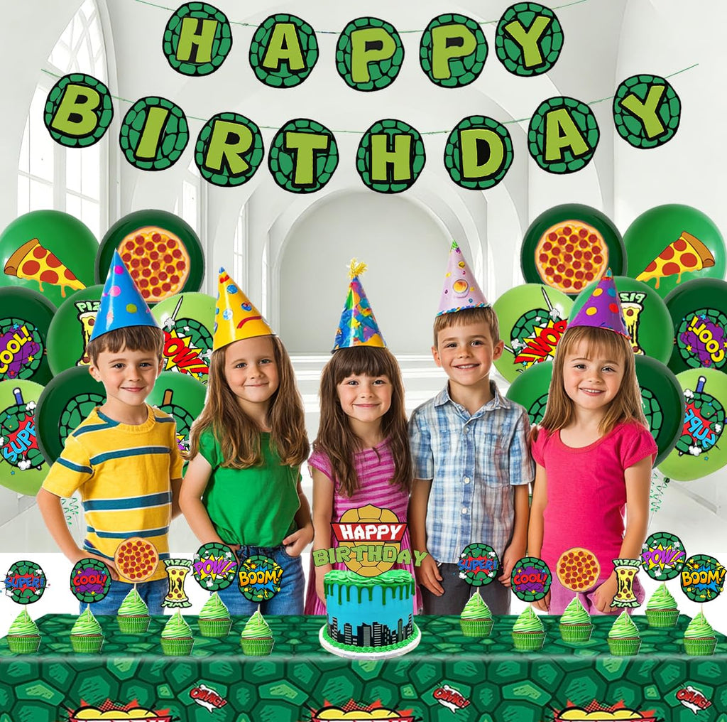 Turtle Birthday Party Decorations Happy Birthday Party Turtle Party Supplies - Big Cake Topper - Cupcake Toppers - Balloons - Happy Birthday Banner