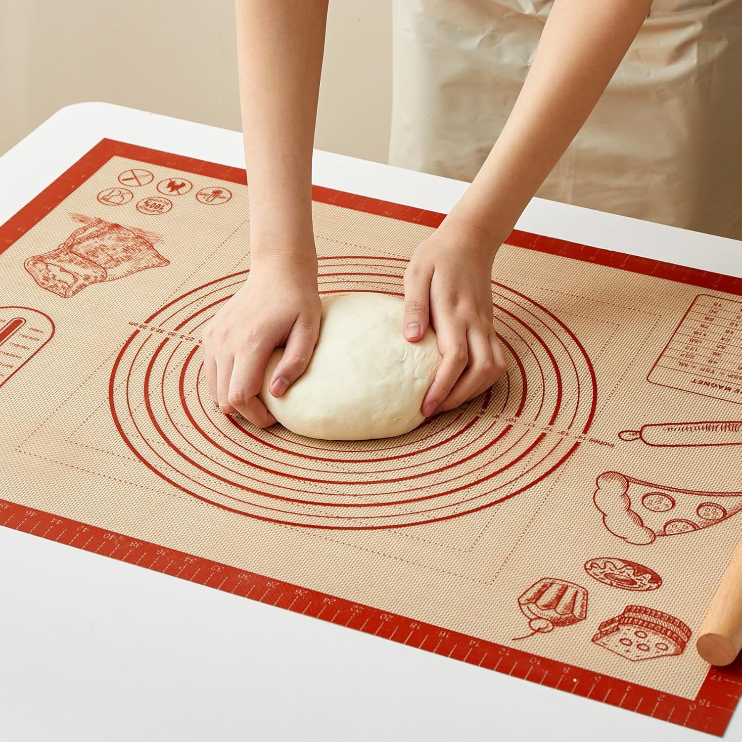 Silicone Baking Pastry Dough Mat - Extra Large 28x20 Inch Nonstick Rolling Mat for Cookies & Bread