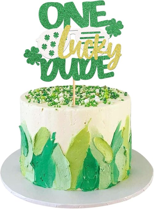 Ercadio St. Patrick's Day Cupcake Toppers - Green Glitter Shamrock Picks for Festive Celebrations