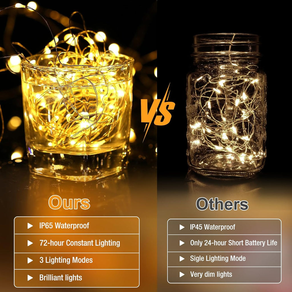 Skiennix 6 Pack Fairy Lights - 7ft Battery Operated 20 LED Twinkle Lights | Waterproof for DIY Party & Wedding - Warm White & Cold White