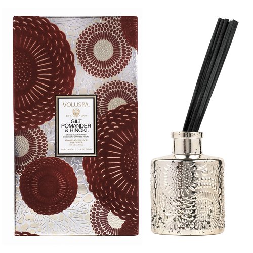Gilt Pomander and Hinoki Reed Diffuser by Voluspa for Unisex - 3.4 oz Reed Diffuser