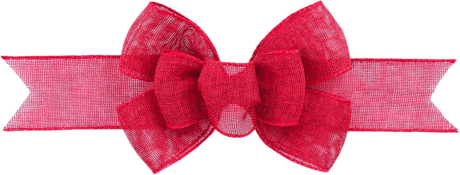 Meseey Hot Pink Burlap Christmas Bows - Handmade Large Bows for Wreaths & Holiday Decor | 2 Pcs Set