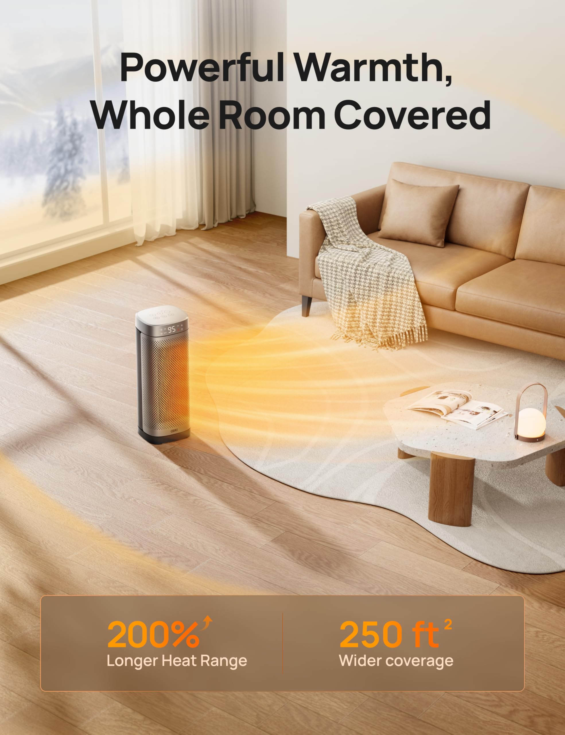 DREO Space Heaters for Indoor Use, 16 Inch Fast Heating Portable Heaters with Remote, 12H Timer, 70° Oscillation, Overheat Protection, Safety Heat, Large PTC Ceramic Electric for Bedroom Home Office