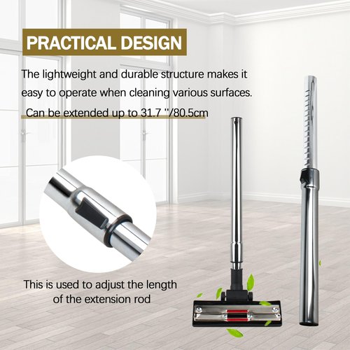 AOQIVIS 3670M Vacuum Extension Tube & with Universal Vacuum Cleaner Floor Brush Head for Eureka Vacuum | Accepting 1.25 inch Cleaner | Vacuum Attachments 31.7inch
