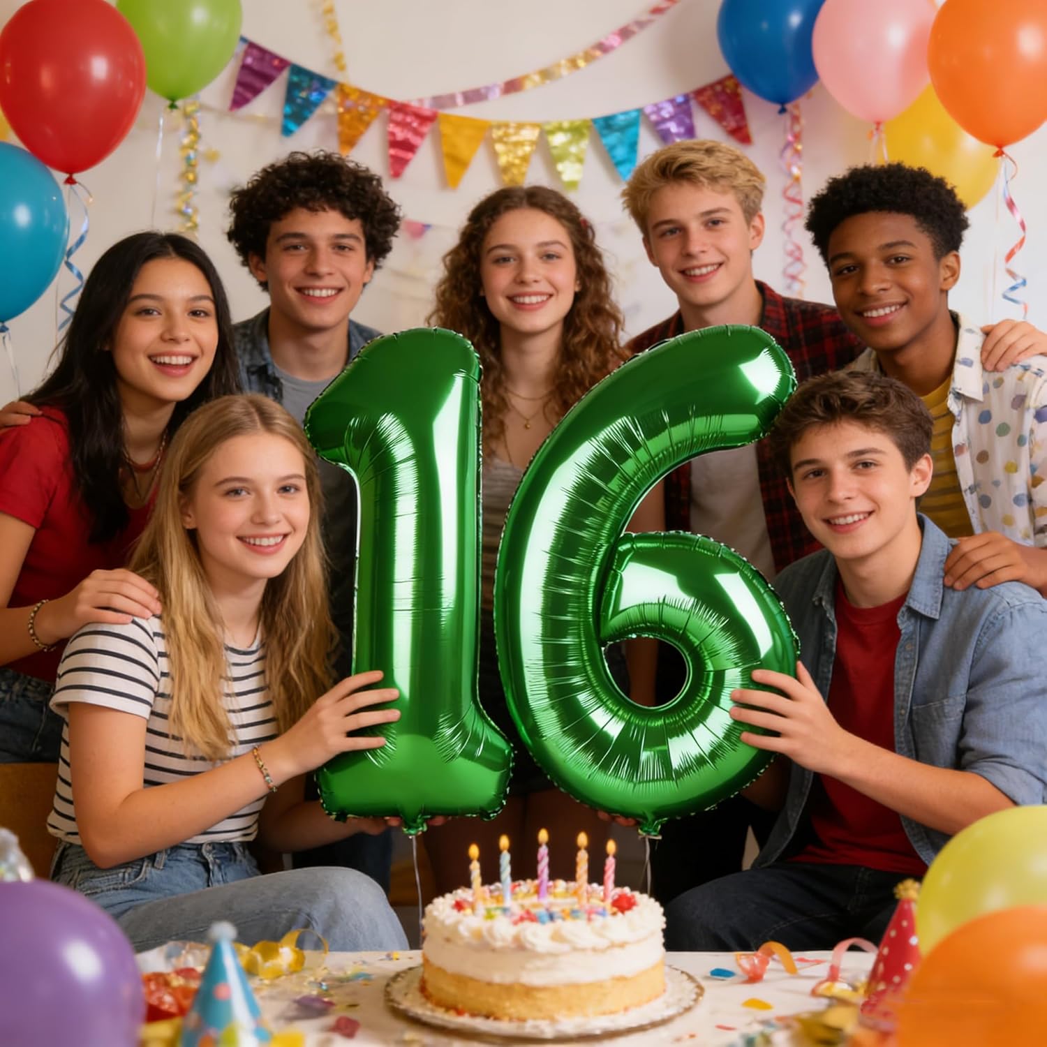 Skiennix 40-Inch Dark Green Number Balloons - Perfect Sweet 16 Birthday & Wedding Decor