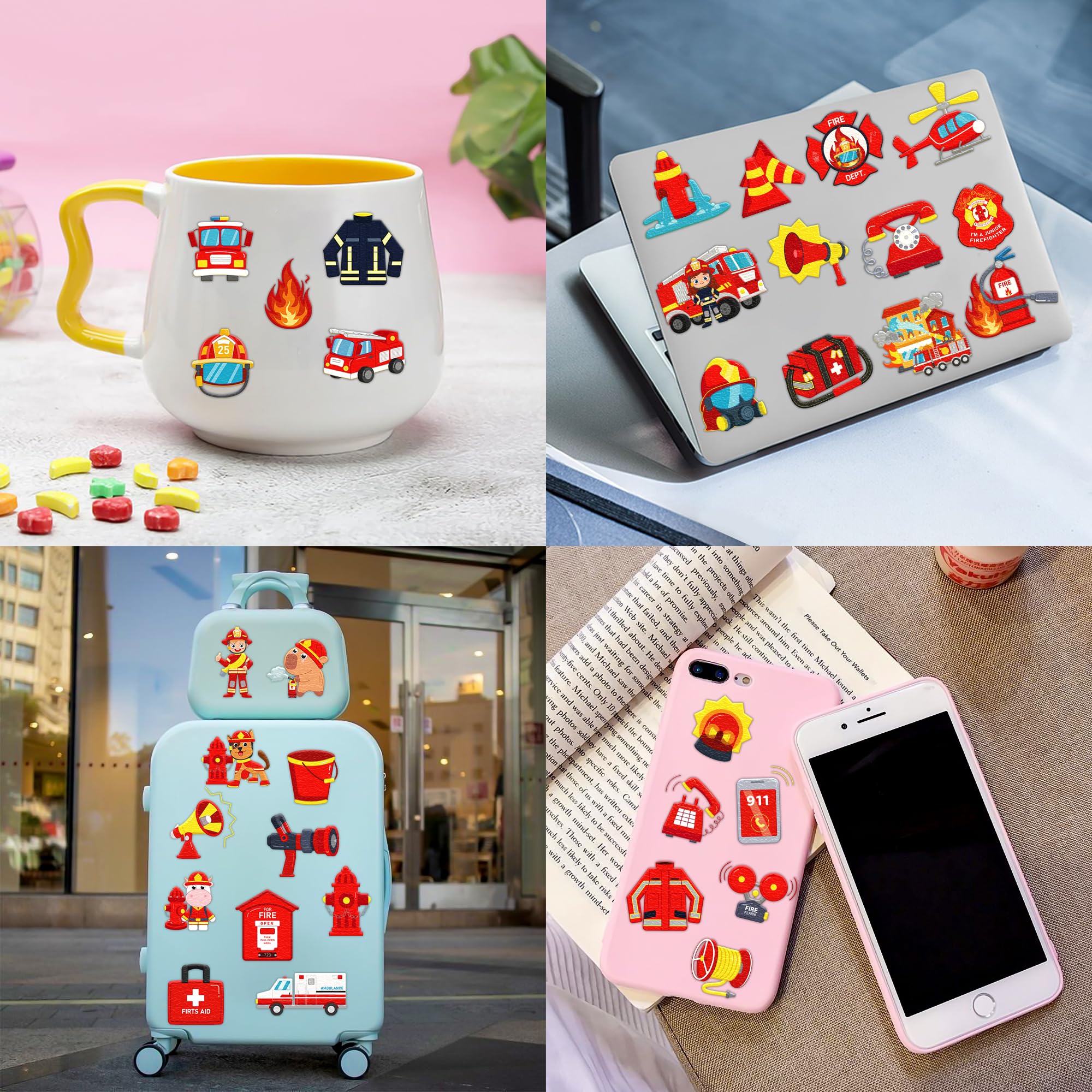 96 PCS Firefighter Firetruck Pre-Cut Temporary Tattoos for Kids | Super Cute Themed Birthday Party Favors,Goodie Bags Fillers, Supplies, Decorations, Fake Tattoo Stickers (Multiple)