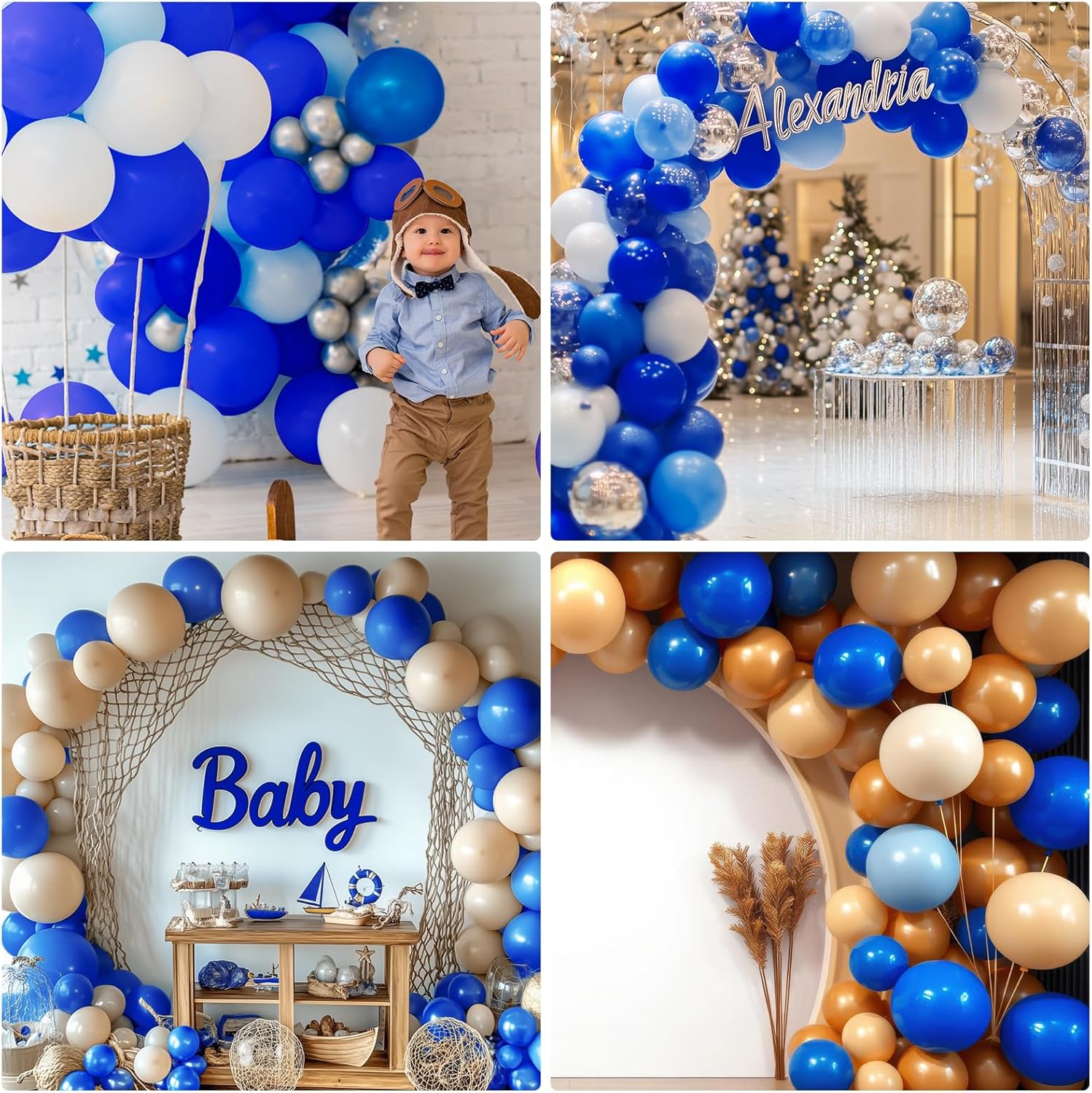 RUBFAC Royal Blue Balloons - 129-Piece Arch Kit | Various Sizes for Graduation, Birthday & Baby Showers