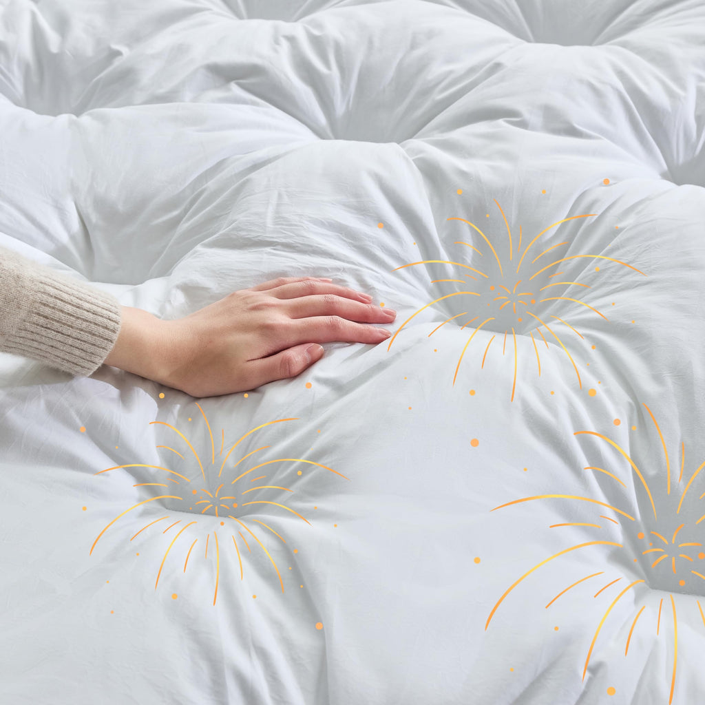 WhatsBedding 3 Inch Feather Bed Mattress Topper, Duck Feather Memory Foam Bed Topper,Soft Fluffy Supportive Pressure Relief Mattress,Queen