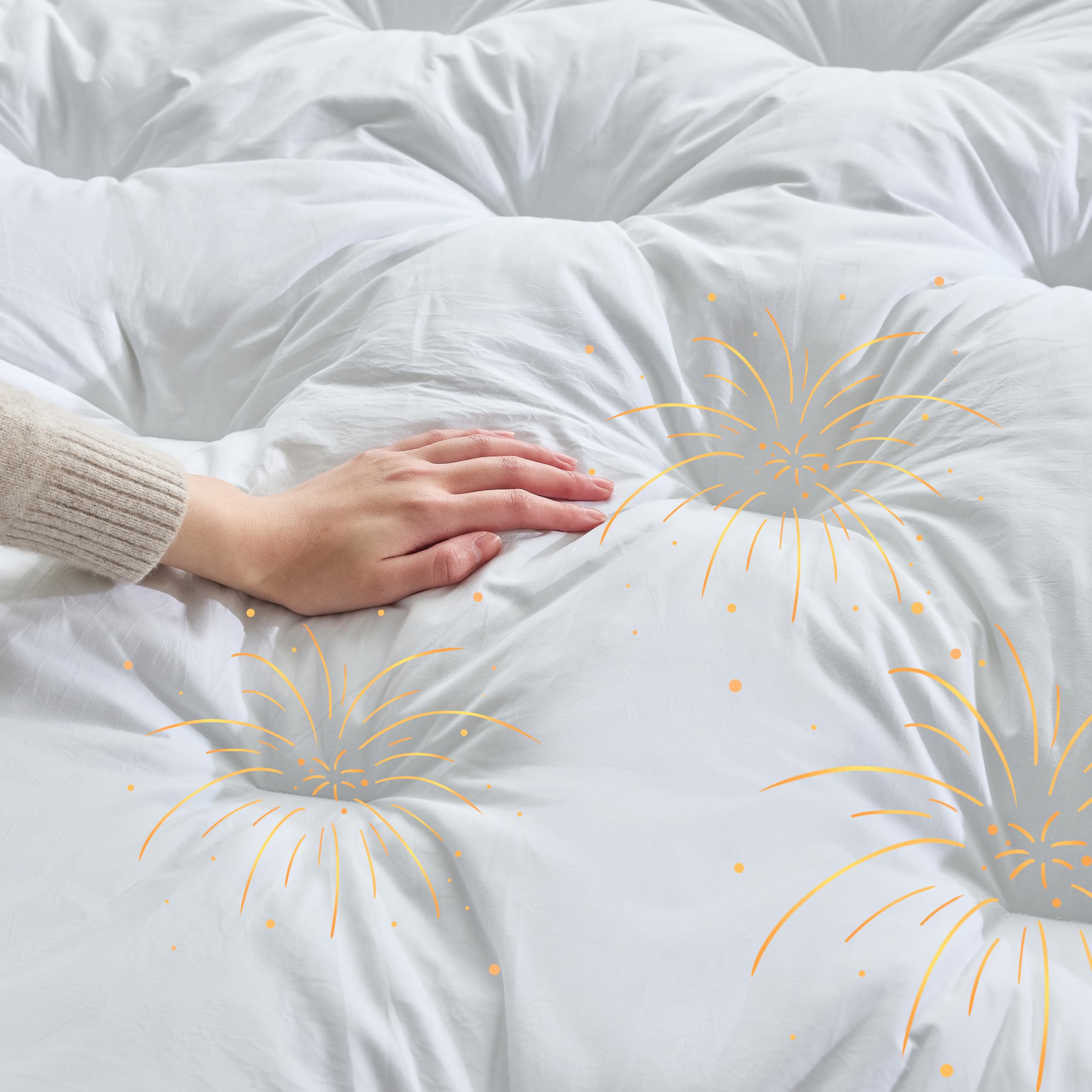 WhatsBedding 3 Inch Feather Bed Mattress Topper, Duck Feather Memory Foam Bed Topper,Soft Fluffy Supportive Pressure Relief Mattress,Queen