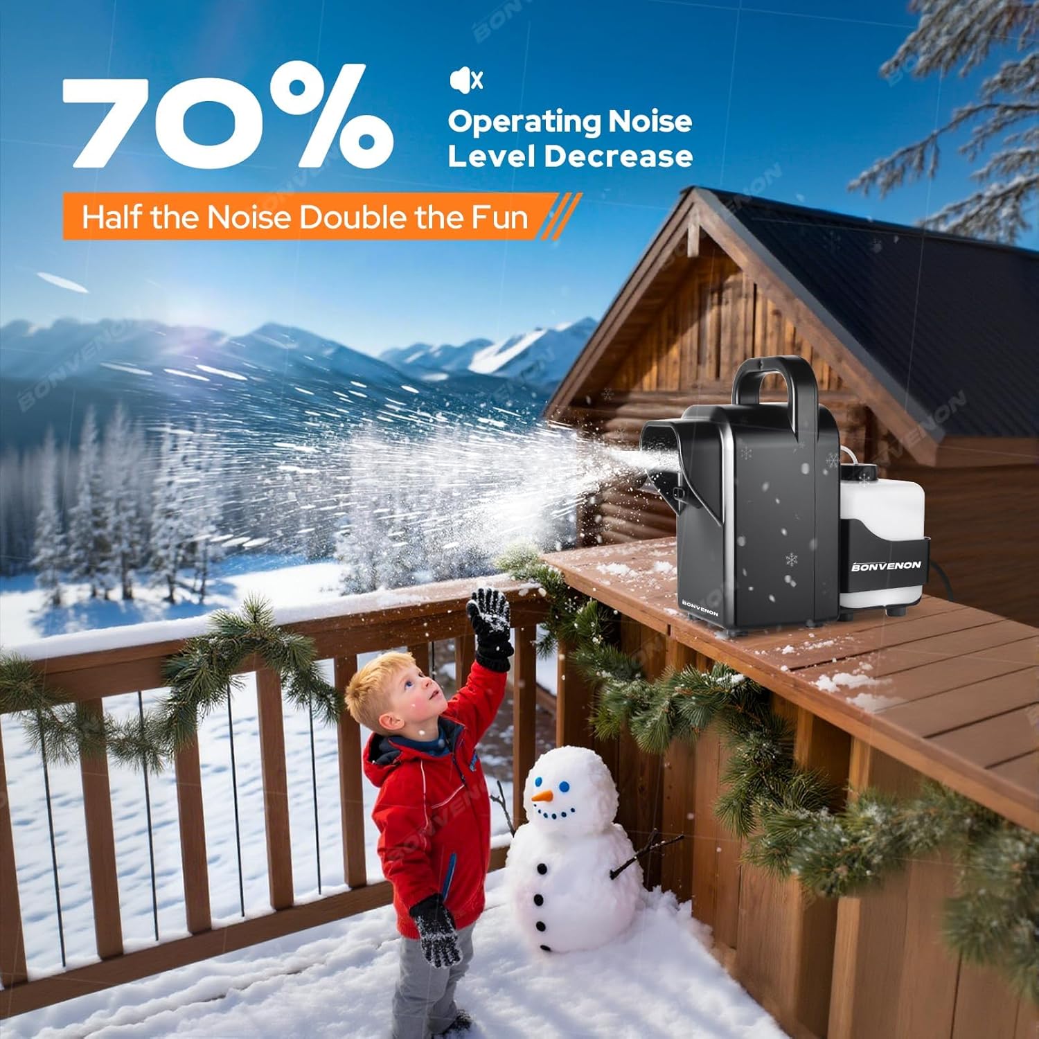 Skiennix 900W Foam Snow Machine - Low Noise Indoor/Outdoor Snow Maker with Remote Control & Adjustable Effects