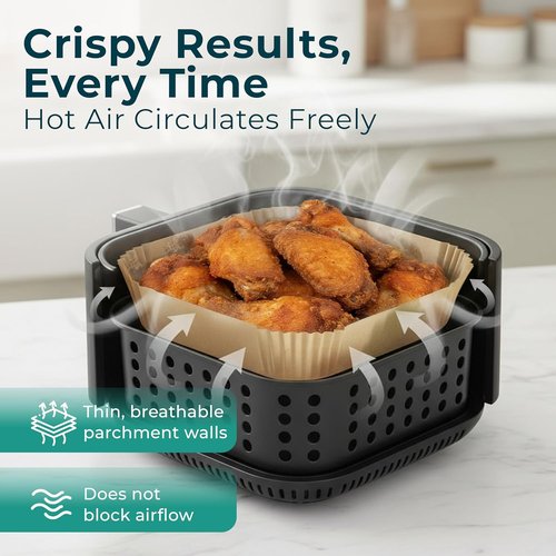 Cathy Yoder Air Fryer Paper Liners - 125 PCS 8-Inch Disposable Parchment Sheets for Easy Cleanup | Fits 5-8QT