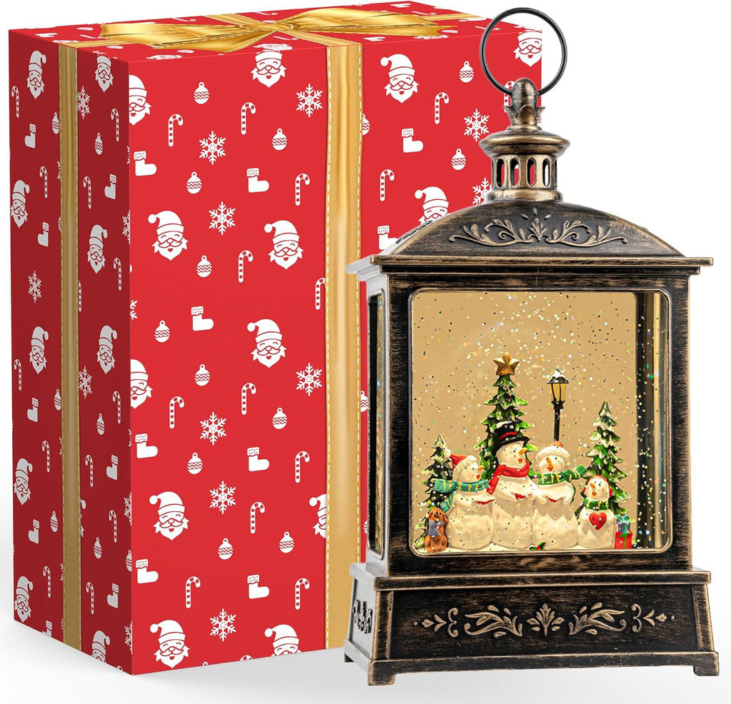 Skiennix Christmas Snow Globe Lantern - Lighted Snowman Choir with Musical Features | Battery or USB Powered
