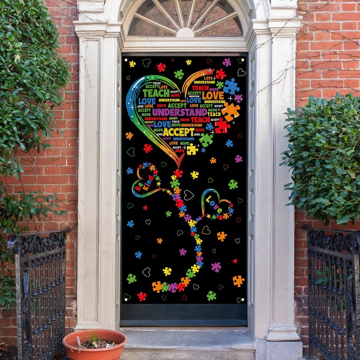 Skiennix Autism Awareness Banner - Puzzle Piece Heart Design for Home & Party Decor