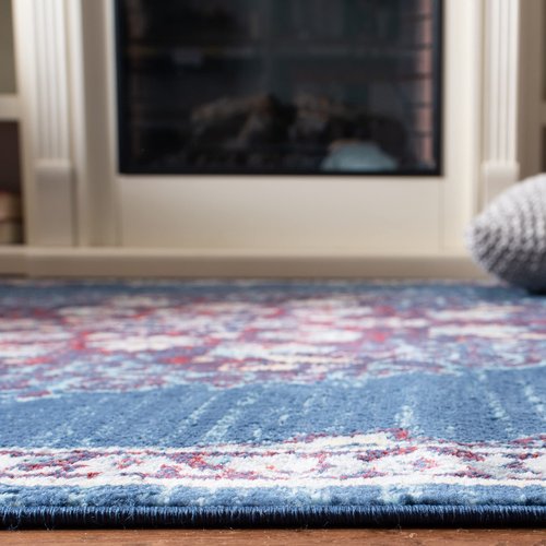 SAFAVIEH Brentwood Collection Area Rug - 6' x 9', Navy & Burgundy, Medallion Distressed Design, Non-Shedding & Easy Care, Ideal for High Traffic Areas in Living Room, Bedroom (BNT867P)