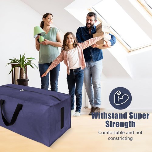 HOMESURE Large Water-Resistant Moving Bags - 8 Pack Heavy-Duty Storage Totes with Zippers & Handles | Blue