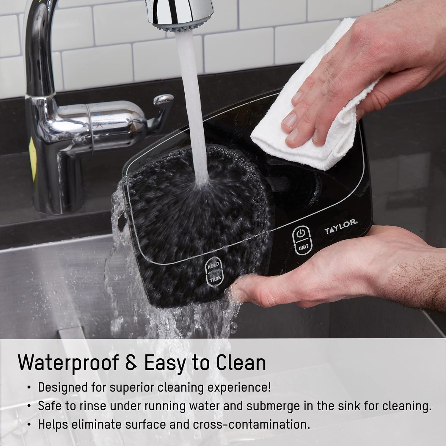 Taylor Waterproof Digital Kitchen Scale - 11 Pounds Capacity | Sleek Black Design