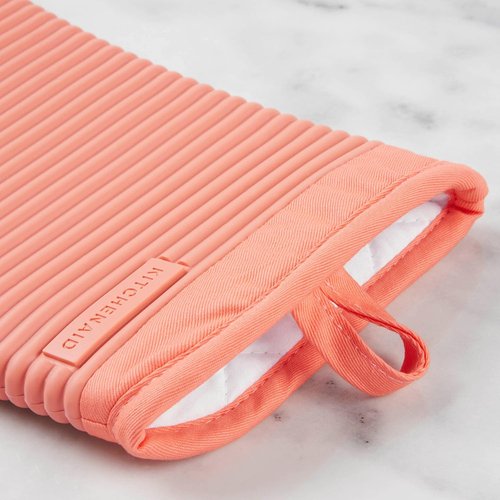 KitchenAid Ribbed Soft Silicone Oven Mitts - 2-Pack Set, 7.5"x13", Bird of Paradise Design