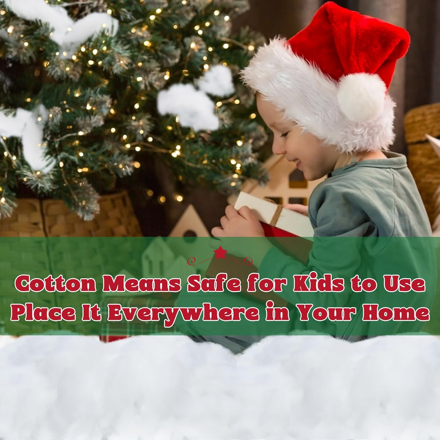 QZYL Fake Snow - Fluffy Cotton Snow for Christmas Decor | 6 OZ Vacuum Packaged Artificial Snow Fluff