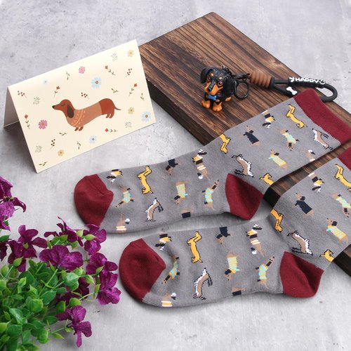 Dachshund Gifts for Women Funny Gifts for Dog Lovers Including Makeup Bag Glass Cup Keychain Socks Notepad Canvas Tote Bag Straw Cap for Birthday Christmas Mothers Day