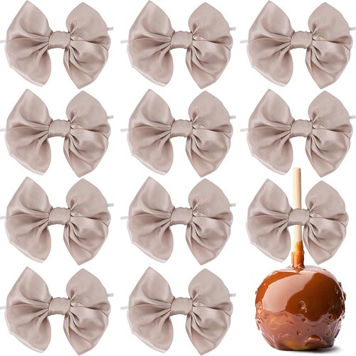 AIMUDI Satin Ribbon Twist Tie Bows - Dusty Rose 3.5" Premade Bows for Treat Bags & Crafts | 24 Count