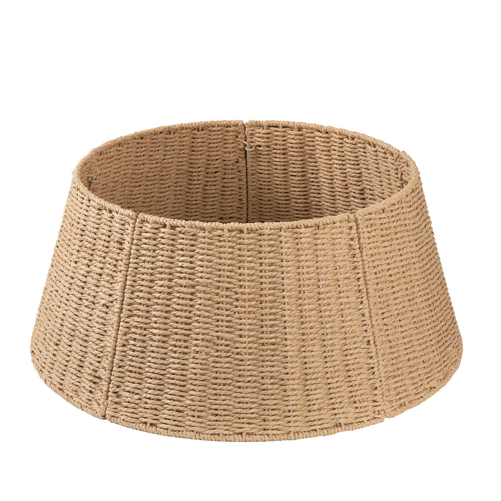OIAHOMY Christmas Tree Collar, Wicker Holiday Tree Skirt & Stand Base Cover,Paper Rope Christmas Decor, Natural-24 inch
