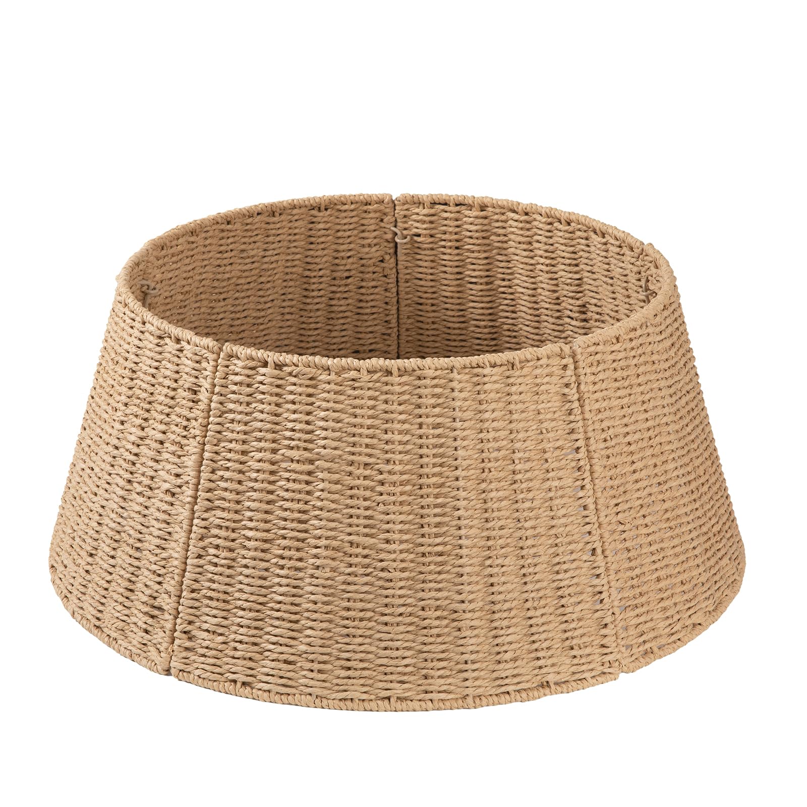OIAHOMY Christmas Tree Collar, Wicker Holiday Tree Skirt & Stand Base Cover,Paper Rope Christmas Decor, Natural-24 inch