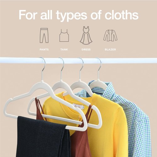 Home-it Premium Velvet Hangers - 50 Pack Ivory Non-Slip Heavy Duty Clothes Hangers | Ultra Thin Design for Suits, Jackets, and Pants