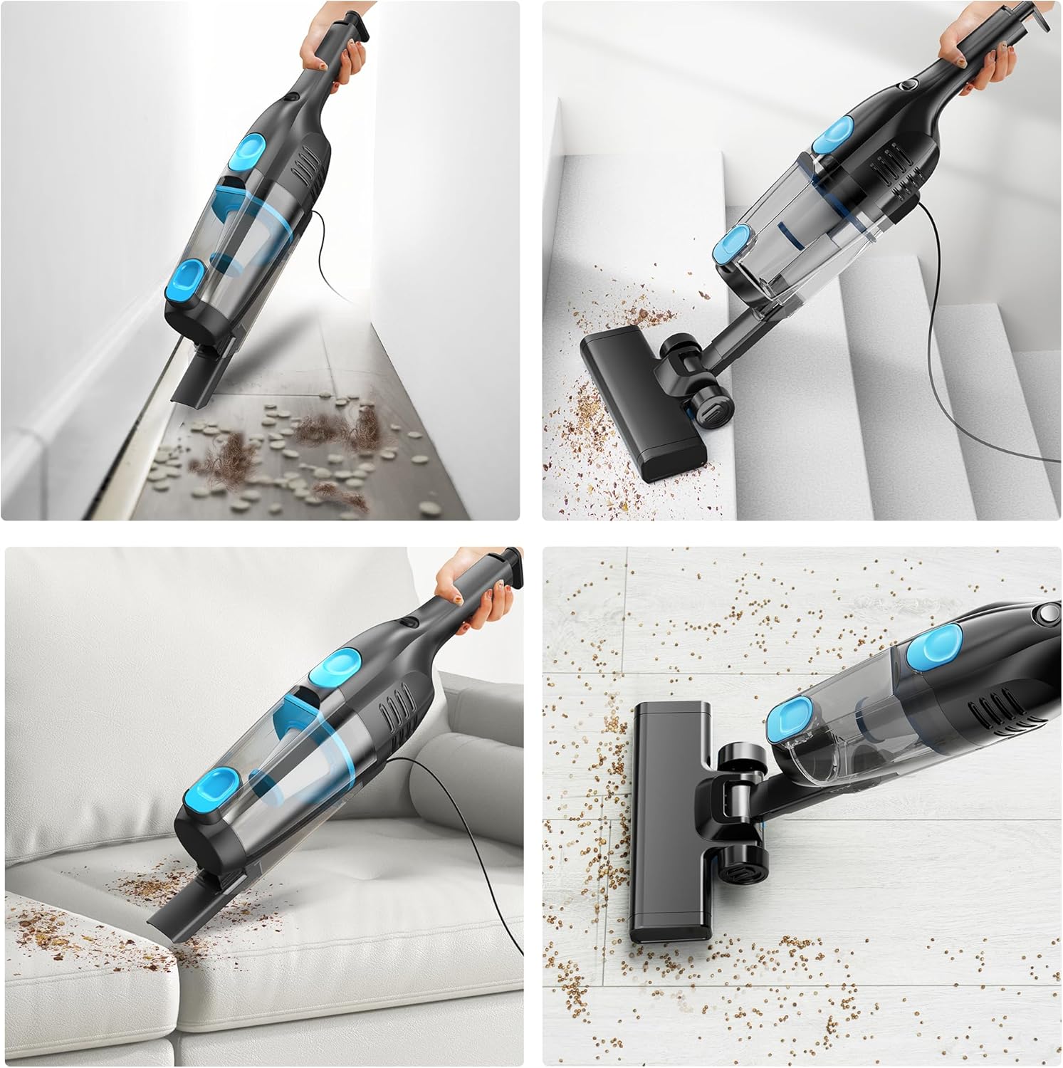 Vazone R6X Corded Stick Vacuum Cleaner - 20Kpa Powerful Suction | 16Ft Cord, 2-in-1 Lightweight for Pet Hair