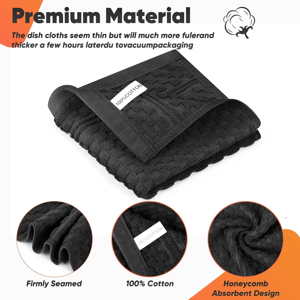 Skiennix Oven Mitts Set - 500°F Heat Resistant Gloves with Silicone Grip & Kitchen Towels | 2 Gloves, 2 Potholders, 4 Towels