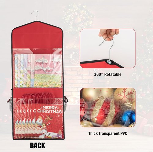 EXLIFBAG Gift Wrap Organizer - Double-Sided Hanging Storage for Wrapping Paper & Gift Bags