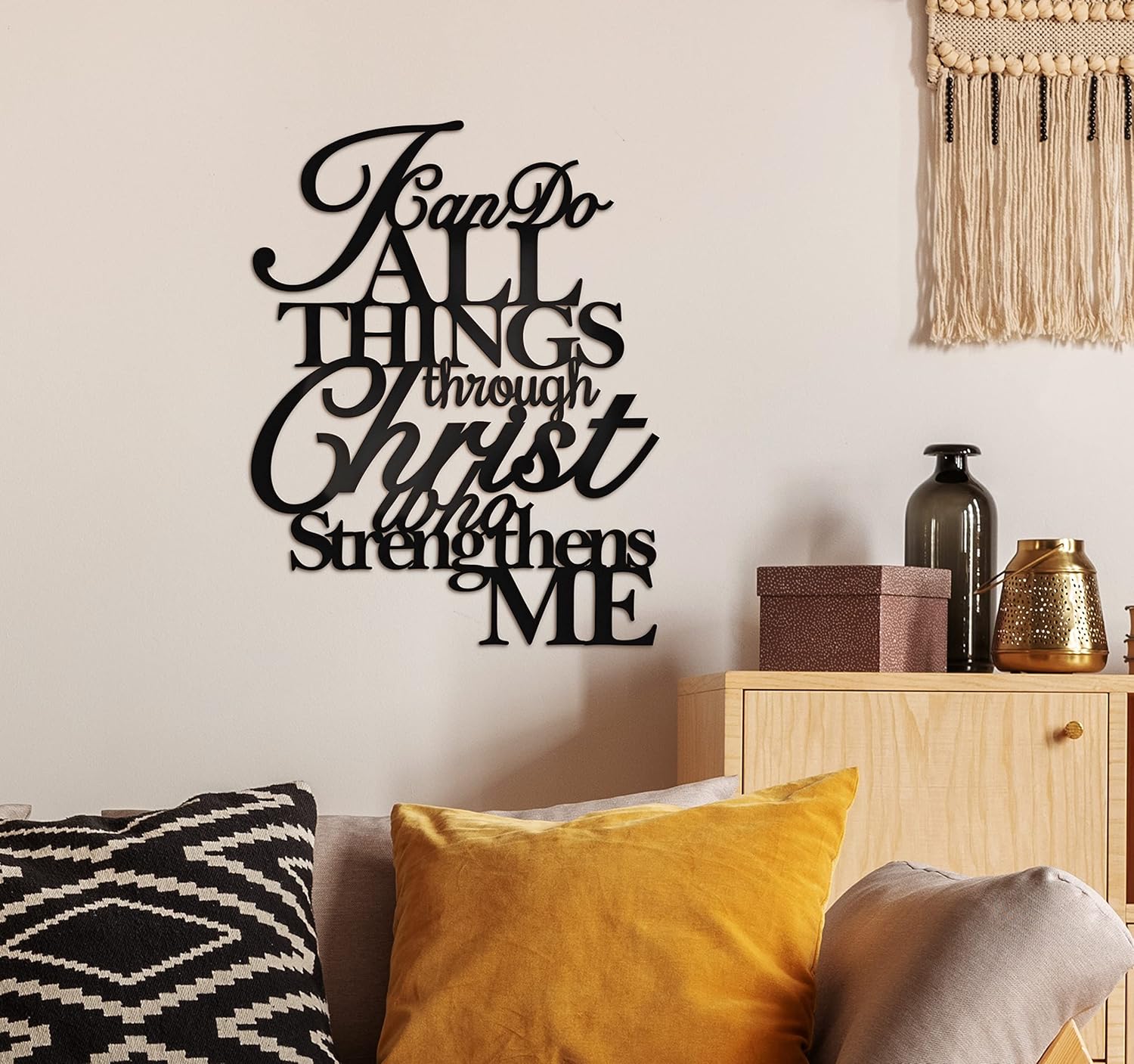 Metal Wall Art by I Can Do All Things - Philippians 4:13 Christian Decor | 17” x 13” Scripture Design