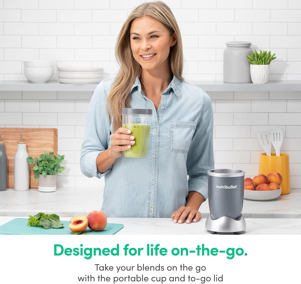 Nutribullet Personal Blender - 600 Watt for Shakes & Smoothies | 24 Ounces, Gray, Perfect for Food Prep