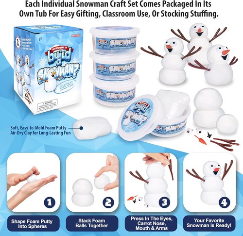 Kangaroo Build A Snowman Kit - 3 Pack Snowballs Toys for Kids | Winter Crafts & Outdoor Fun