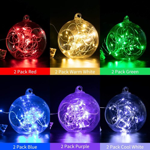 Brightown 12-Pack LED Fairy Lights - Waterproof Battery Operated Silver Wire String Lights | 7 Feet, Multi-Color