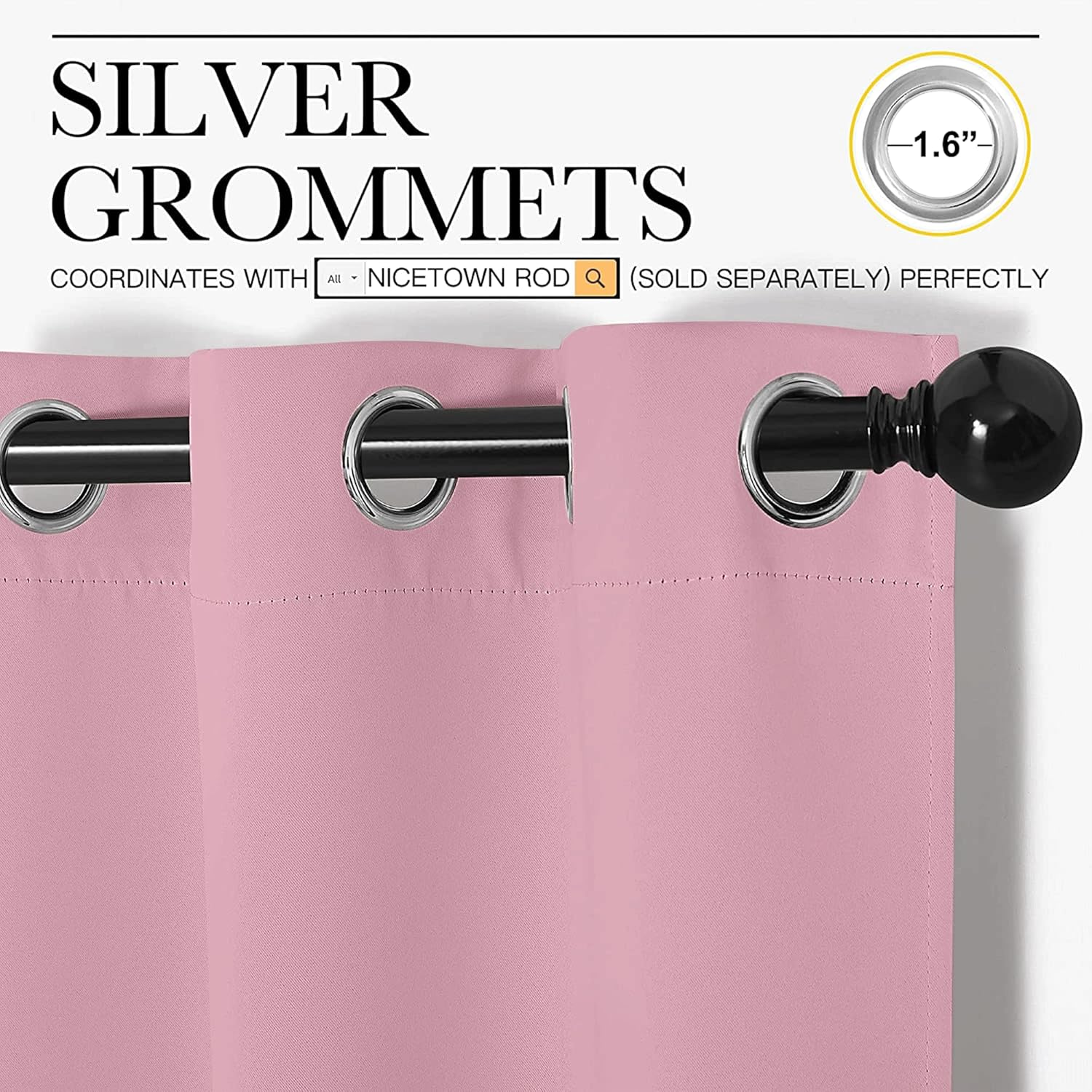 NICETOWN Blackout Window Curtain Panels - Thermal Insulated Grommet Drapes | Crystal Pink, 34x54 Inch Pair