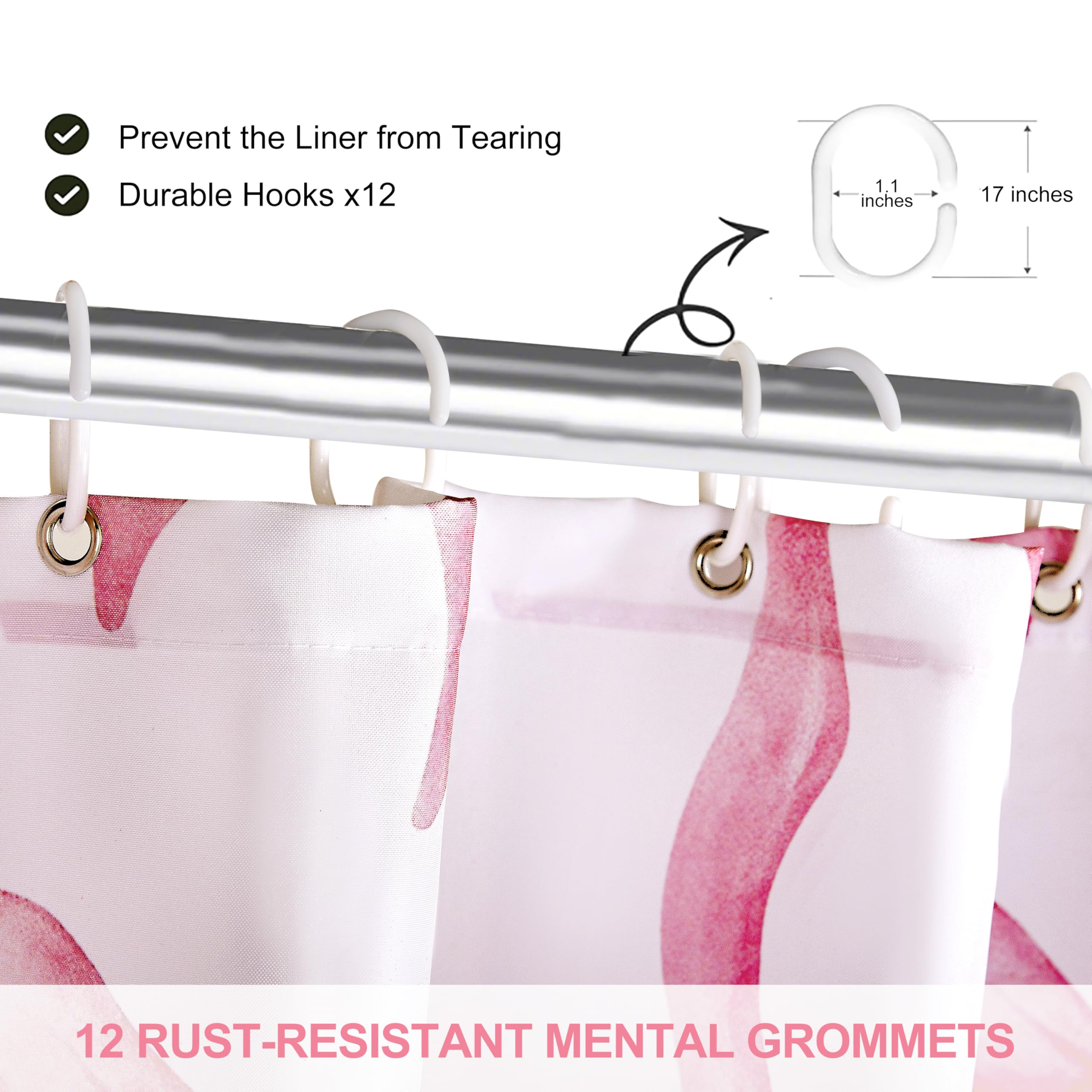 MUGINYU Girls Pink Bow Shower Curtain with Scalloped for Preppy Bathroom Decor,Cute Ruffle Girly Shower Curtains,Coquettecute Chic Aesthetic Shower Curtain Set with Hooks 72x72 Inch