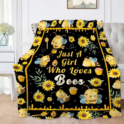 Bee Blanket Plush Soft Flannel Throws Cozy Lightweight Blankets for Couch Bed Sofa - Bee Decor - Small 50x40in for Kid/Child