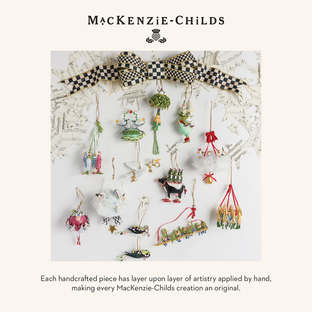 MACKENZIE-CHILDS Patience Brewster 12 Days Christmas Ornament, Decorative Hanging Ornament for Christmas Tree, 8 Maids a-Milking