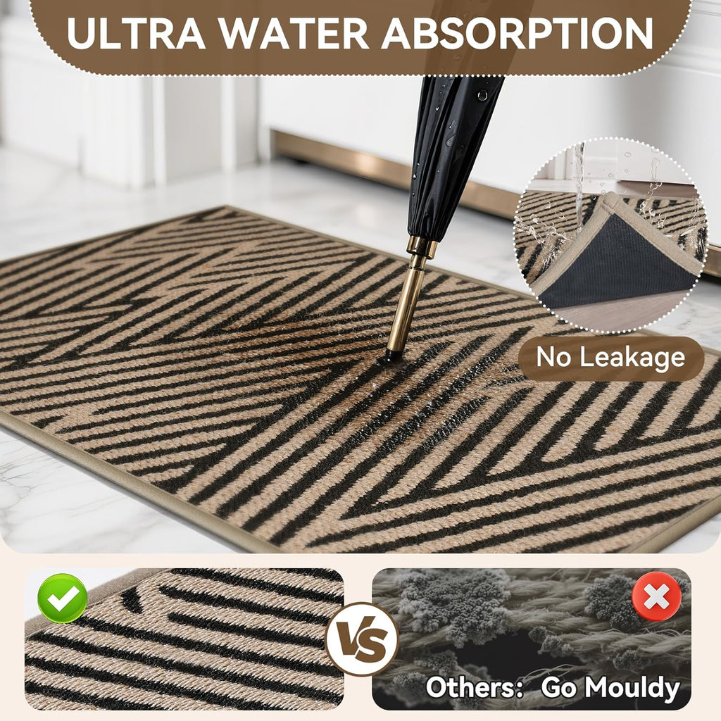 Regine Switzerland Door Mat - Low-Profile Non-Slip Indoor/Outdoor Entryway Mat | 17"x30", Brown, Washable & Dirt Resistant