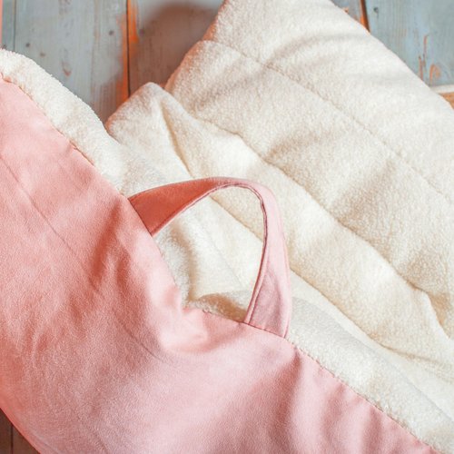 Big Joe Roma Kid's Bean Bag Chair, Oat Sherpa and Desert Rose, Vegan Suede, 2 Foot Lightweight Refillable Children's Seat