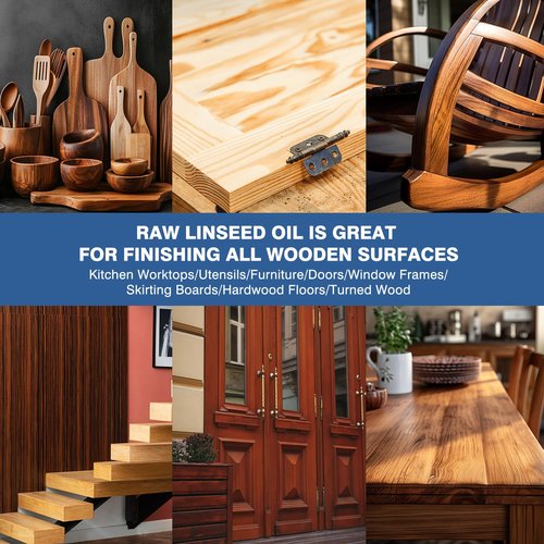 Raw Linseed Oil for Wood Protection - Natural Linseed Oil Refreshes Wood Naturally - Repair and Condition Wood Patio Furniture, Decks - 7.1 oz