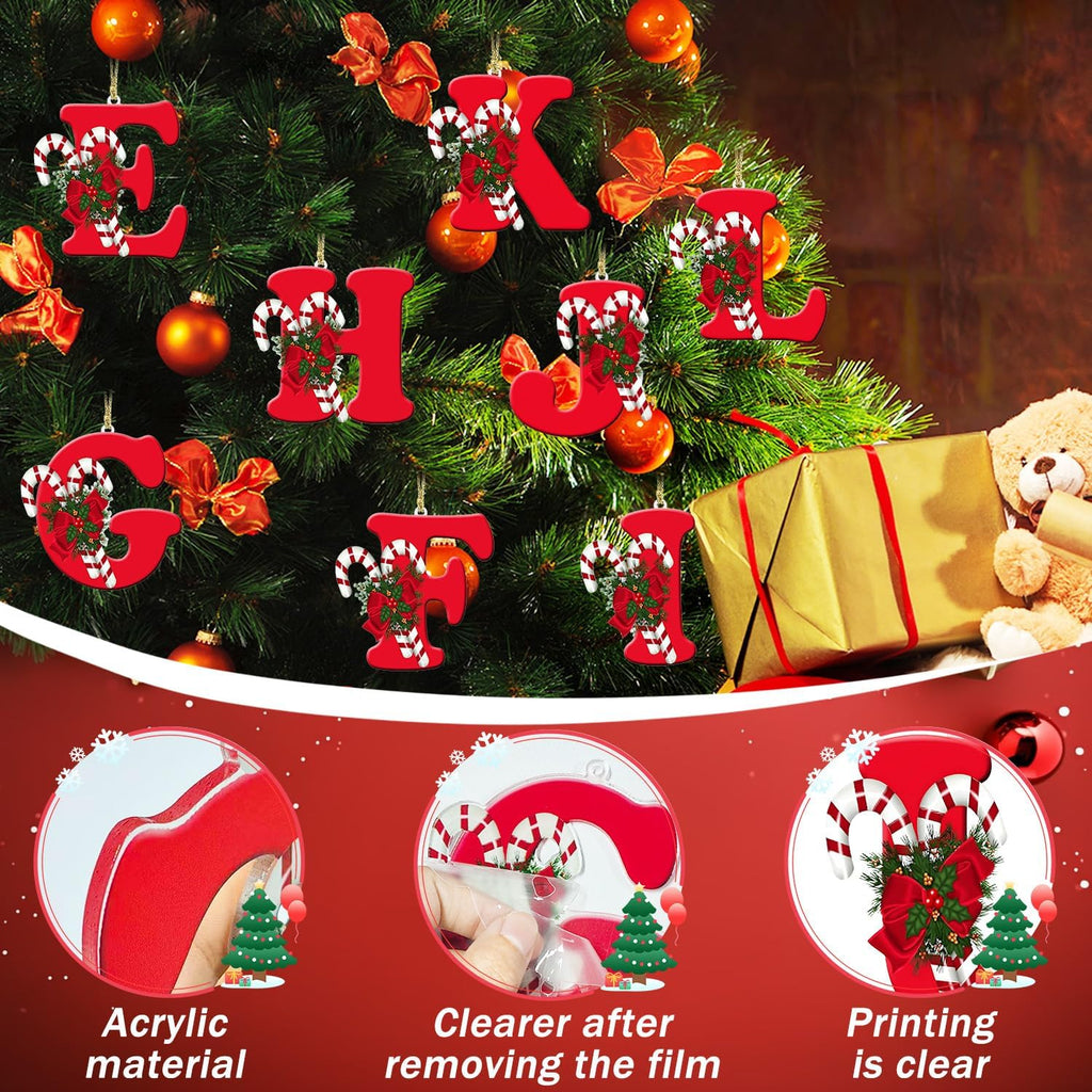 Skiennix 26 Letter Christmas Tree Ornaments - Personalized Hanging Alphabet Pendant for DIY Decor