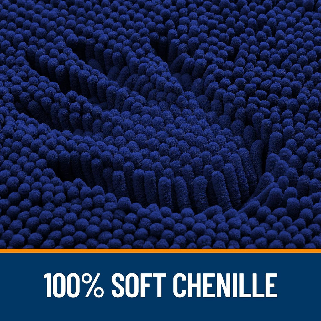 OLANLY Bath Rugs - Extra Soft Chenille, Quick-Dry Rubber Backing, Machine Washable | 32x20 Navy