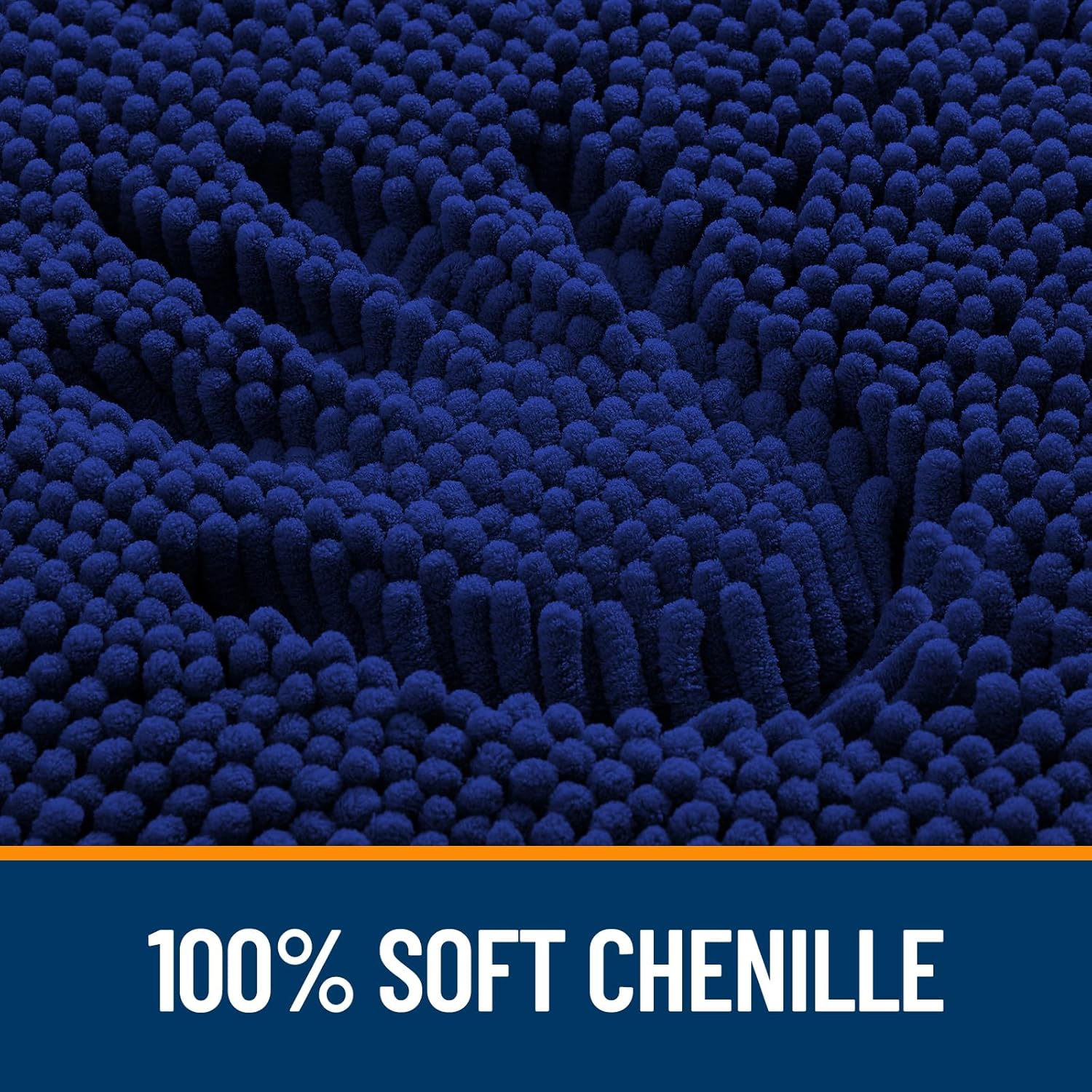 OLANLY Large Bath Rugs - Extra Soft Chenille with Rubber Backing | Quick Dry, Machine Washable, Navy 50x30